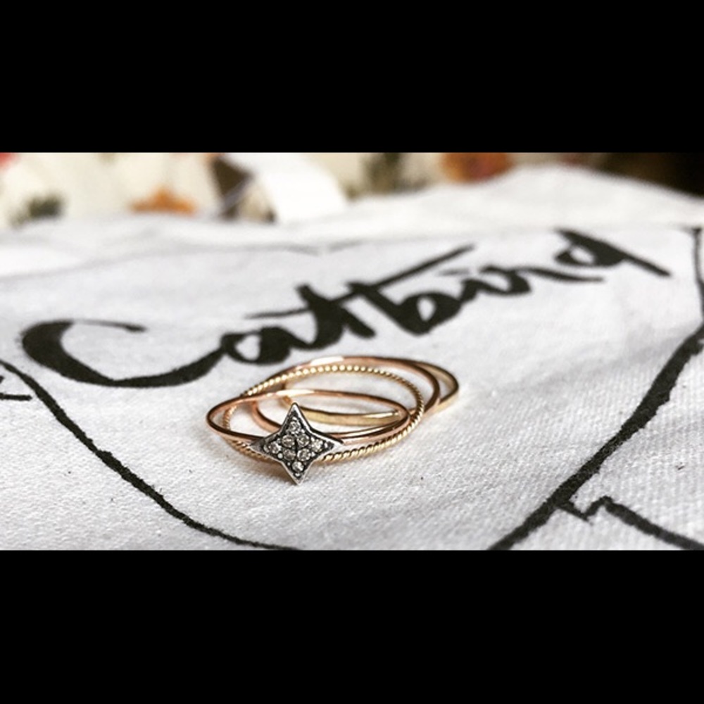 Catbird - Dark and Stormy - Gold Diamond Pave Ring